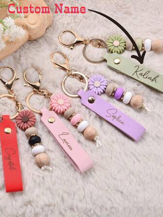 1 pieza Llavero personalizado, Llavero de margarita con cuentas, Llavero, Regalo para niña de las flores, Regalo para maestro, Regalo de cumpleaños, Llavero con cuentas, Delicado llavero con flor de cuentas