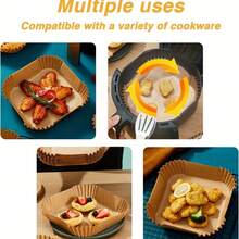 50pcs Square Parchment Paper Liners For Air Fryer - Non-Stick, Easy Cleanup, Perfect For Chicken, Vegetables & More - Ideal For Holidays & Everyday Cooking, Air Fryer Accessories