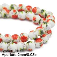 6/8/10mm Floral Patterned Ceramic Beads Mix, Round Loose Spacer Beads For Jewelry Making DIY Bracelets Necklaces