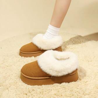 Nuevas botas de nieve de moda Otoño/Invierno 2024, botas de nieve de caña corta con suela de goma y, forro de felpa, suela con plataforma