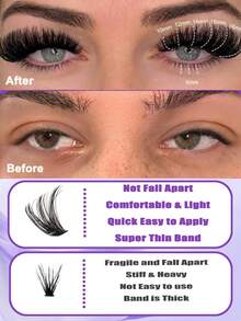 216 Pieces Individual Eyelash Clusters, 80D D Curl, 8-16mm, DIY Eyelash Extension Kit, Left And Right Matching, Super Thick, Fluffy, Natural Look, Reusable, Suitable For Home Use, Outings, Daily Life, Dates, Parties, Christmas, And Travel. (Eyelash Clusters, Individual Lashes, False Eyelashes)