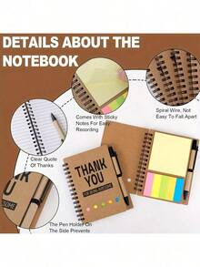Notebook Set - Multipurpose Notebook And Diary With Multicolor Stickers For Recording, Memo, Studying, Office Supplies,Office Decor And Accessories,Christmas Gift - 60 trang mỗi cuốn sách - Xem 4