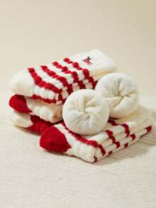 1 Paar Damen Dicke Fleece Weihnachts Socken, warm und gemütlich für den Innenbereich, geeignet für Weihnachten und den täglichen Outfit