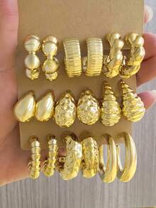 6-18pcs Fashion Personalized Earring Set, Suitable For Women All Year Round