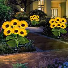 3Head Upgraded Version Solar Garden Light IP65 Waterproof Outdoor Artificial Flower Solar Light Yard Decoration