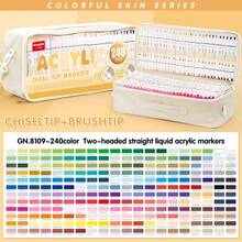 1pc Dual-Tip Acrylic Marker Pen, Soft Chisel Tip Brush Pen, Versatile For Coloring, Watercolor, DIY, Journaling, Graffiti, Art Painting, School Supplies