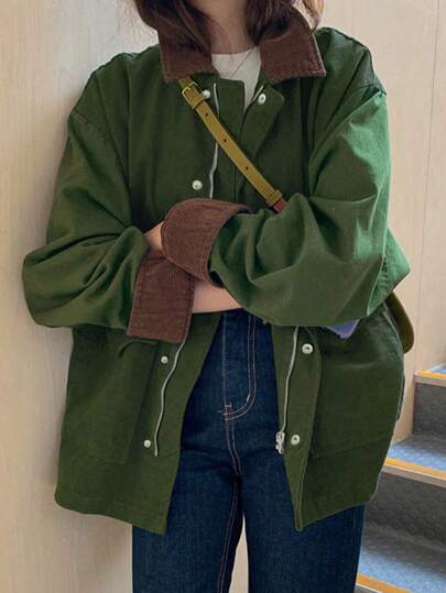 2025 女士休闲实用风衣夹克，宽松设计男友风短外套，春秋季，百搭时尚上衣