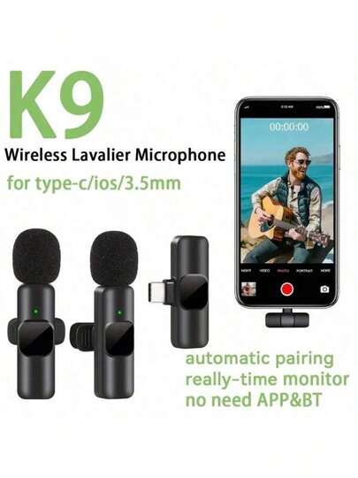 无线领夹式麦克风，专业无线麦克风 K1K9 无线领夹式麦克风 K6 实时降噪可充电领夹式麦克风