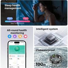 Smart Ring Health Management Independent Charging Compartment Compatible With Android  8 Sports Modes 3 Data Measurement Functions IP68 Waterproof Smart Health Ring Black 8