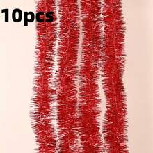 1/4 buc Coronițe de Crăciun din sârmă, Coronițe înfășurate în sârmă strălucitoare, Decorațiuni cu panglici, Agățători lungi strălucitoare pentru brad de Crăciun, Petreceri, Sărbători, Nunți, Zile de naștere, Balustrade de perete pentru brad (Din cauza fixării manuale, este posibil să existe o ușoară desprindere în timpul utilizării)