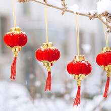 Pacote com 30 mini lanternas de veludo vermelho - perfeitas para decorações de casamento, Ano Novo Chinês e Festival da Primavera - lanternas de plástico suspensas para decoração de casa e festas temáticas, sem penas, decoração de Natal e Ano Novo