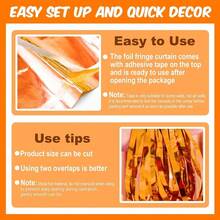 Paquete de 6 cortinas de 3.28x 6.6 pies, color blanco macarn, decoracin de fiestas, teln de fondo para cabina de fotos, Navidad, Ao Nuevo, cumpleaos, discoteca, suministros para de - naranja - Ver 4