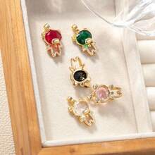 3pcs Cute Copper Rhinestone Bear Pendant, Suitable For DIY Necklace, Bracelet, Earring, Keychain Jewelry Making