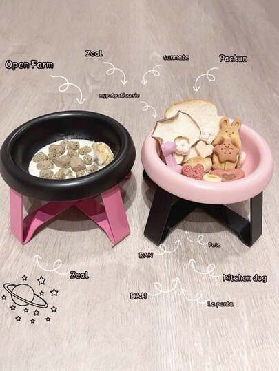 1pc Cartoon Cat/Dog Bowl, Pet Feeding Bowl, Travel Bowl, Suitable For Small Cats & Dogs