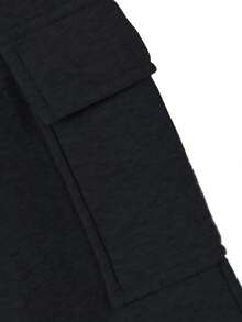 1pc Tween Boys Casual Loose Outdoor Sports Workout Side Pocket Straight Leg Thermal Lined Warm Sweatpants, Autumn/Winter