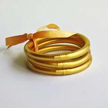 3pcs/Set Casual Thick PVC Bracelet With Metallic Finish, Suitable For Women Beach/Holiday Wear - 3 Pieces/set 9mm - View 15