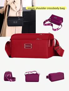 1pc Solid Color Nylon Fabric Zipper Closure Fashionable Casual Backpack, Handbag For Keys, Daily Essentials, Suitable For Men, Spring, Summer, Autumn, Daily, Work, Business, Shopping