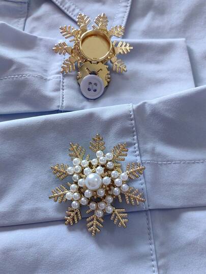 2 Stücke/Set elegante Perlenschneeflockenkopfbedeckungen, Hemdknopfabdeckungen, aufklippbare Knopfabdeckungen, Mode Kristall Manschettenknöpfe, geeignet für Smoking und Hochzeitskleider Dekoration