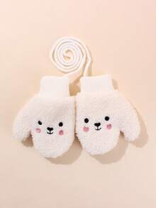 1双婴儿纯色羊毛保暖手套，厚实舒适，适合秋冬季 - 1Pair - 查看 8