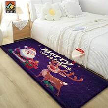 1 Stück Fußmatte mit Weihnachtsmann- und Elchmuster, rutschfeste Fußmatte aus Spezialfaser, geeignet für Feiertagsdekoration, Küche, Badezimmer, Esszimmer, Schlafzimmer, kann als Weihnachtsgeschenk verwendet werden