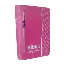 Capa para Bíblia de Estudo Grande com Zíper e Bolso Externo - N° 13 - Pink - Visão 8