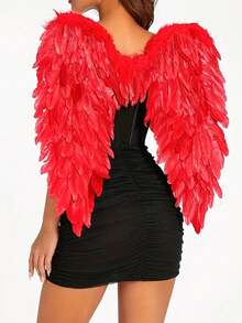 1 قطعة أجنحة ملائكة ذات ريش ملونة، إكسسوار تنكري مخصص للبالغين، مناسب للمهرجانات والعروض والكوسبلاي وأعياد الهالوين، إمدادات حفلة الهالوين الشعبية، أجنحة ريش لأداء المسرح للأطفال - لون عشوائي - مشاهدة 10