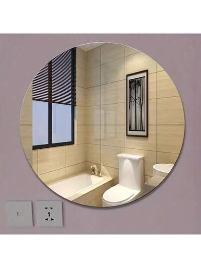 Acrylic Round Wand Spiegel Frameless Plastic Mirror, Easy Self Adhesive Installation Moderne Aesthetic Home Living Room No Drilling Required Non Electric Makeup view 3