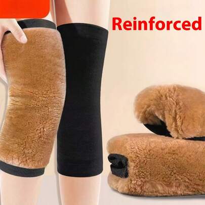 1pc/2pcs Thick Fleece Knee Pads, Warm Knee Joint Protection For Cold Legs, Suitable For Men And Women, Cycling