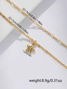 Bộ 2 chiếc/Bộ trang sức đeo chân nhiều lớp phong cách Bohemian mùa hè đi biển dành cho nữ, Phụ kiện dây xích đeo chân nhiều lớp phong cách đại dương - Vàng - Xem 5