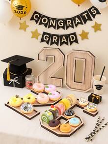 1Pc Wooden Birthday Digital Shaped Serving Tray Including Number 0-9,Class Of 2026 Wooden Pallet,Small Snack Tray,Jewelry Storage Tray,Fruit Tray,Congrats Grad Party Decor,Anniversary Decorations,18th/21th/30th/40th/50th/60th/70th Birthday Party Supplies,Candy Dessert Wooden Tray,2026 New Year Decor,New Year's Eve Party Supplies