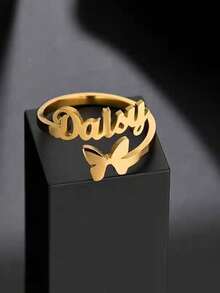 Customized Name Rings, Open-End Rings, DIY Stainless Steel Jewelry, Fashion Accessories, Mother's Day, Valentine's Day,12 Styles To Choose From - Multicolor - View 5