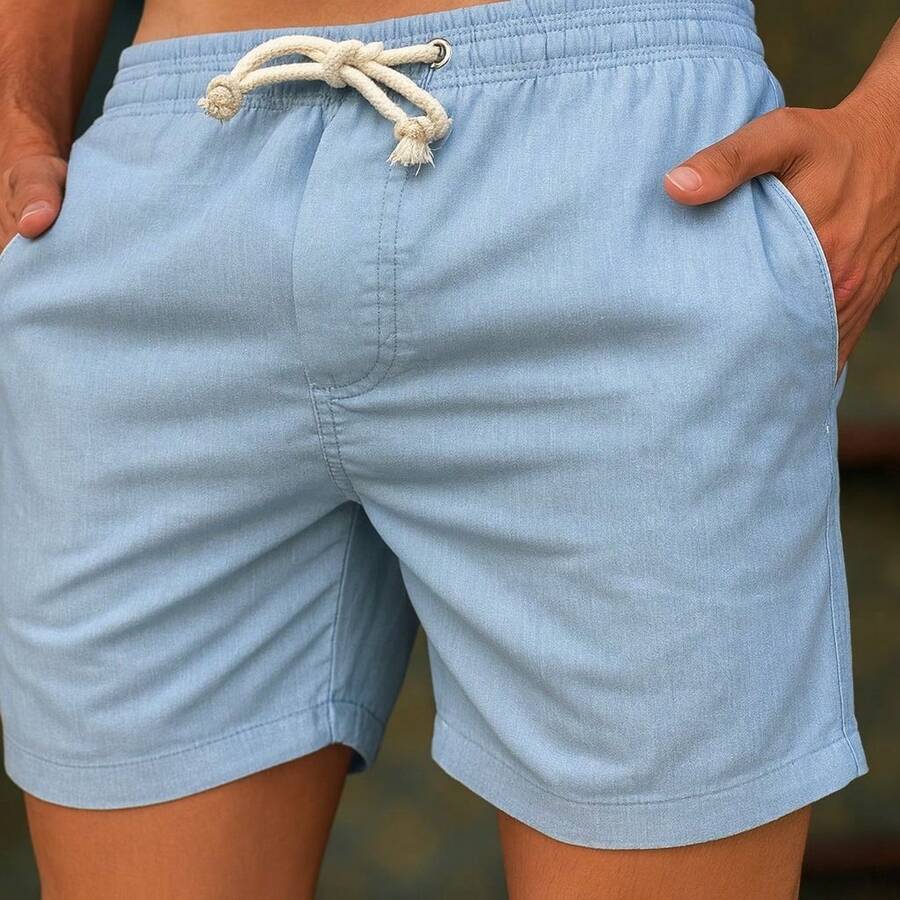 Mauricinho Men's Linen Twill Shorts. - Baby Blue - View 1