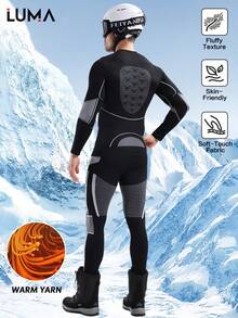 LUMA Herren nahtloser Ski Thermo-Unterwäsche Set für Herbst/Winter, Herren Sport Kompression Basis Schicht feuchtigkeitsableitende Thermo Bekleidung Ski Outfit