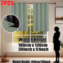 2 件装极简主义鼠尾草绿色遮光窗帘，黑色遮光涂层，100% 遮光，隔音，隔热，隐私保护，索环顶部，轻质涤纶面料，可水洗，适用于卧室、客厅、办公室、户外遮阳，100gsm - 薄荷綠 - 查看 14