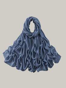 1 pieza Hiyab de viscosa modal sólido, pañuelo ligero y transpirable de moda, con acabado de puntada doble, artesanía refinada, pañuelo para mujer, adecuado para todas las estaciones