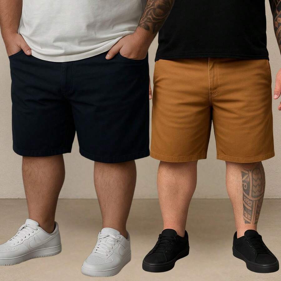 EVOLUTION PLAY Kit 2 Bermuda Shorts Twill Men's Plus Size 48 Or 58 Extra Large - Black-ocher - View 1