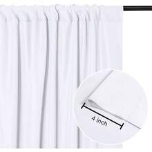 - Cortinas de teln de fondo blanco de 10x 10 pies para fiestas, cortinas de teln de fondo con bolsillos para barra para decoracin de bodas, escenarios, cumpleaos, reuniones familiares, 2 - W5' x H10' (2 paneles) + Blanco - Ver 4