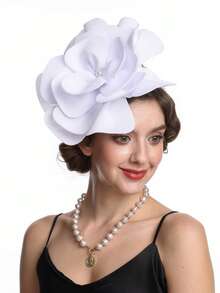 1pc Large Rose Flower Fascinators Hat Dainty Satin Fabric Big Camellia Flower Headband For Women Wedding Part Dance Clothes Accessories Jewelry Costume,For Summer Costume,Party - Flower Headband - View 14