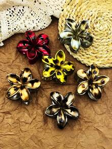 1 pieza/3 piezas/6 piezas Pinza para el cabello de plástico ABS con estampado floral bohemio, accesorios lindos para el cabello para la playa, viajes, fiestas, vacaciones y vuelta al colegio