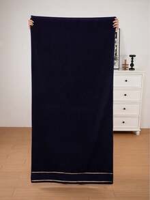 1pc/2pcs/4pcs Modern Minimalist Fashion Line Textured Towel Bath Towel, Non-Shedding, Highly Absorbent, Ultra Soft, Durable Bathroom Accessory, Best Gift For Partner, Towel Size 40*75, Bath Towel Size 70*140 - Dark Blue - View 4