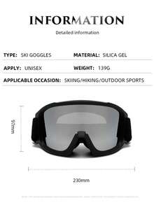 نظارات ثلج للبالغين مزدوجة الطبقة مضادة للضباب مع علبة ملونة، نظارات ثلج أسطوانية واسعة الزاوية عالية الوضوح للتزلج، مضادة للعمى الثلجي، لون أحادي