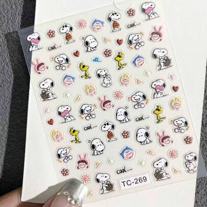 1 pieza Pegatinas de uñas 3D con relieve de  de dibujos animados lindos y encanto infantil [Aleatorio]