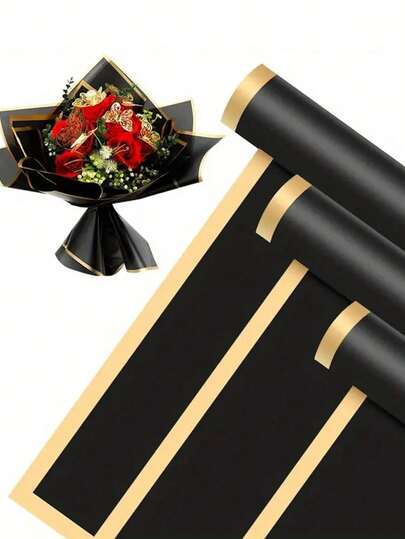 30/20/1张/包 花卉包装纸 - 防水花束包装纸，适用于情人节、DIY手工制作、花卉用品、婚礼、生日礼物包装、礼品包装，23 x 23 英寸，花束包装，DIY插花，母亲节、生日、婚礼、毕业典礼和周年纪念日（黑色）