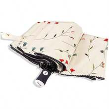 Compact Travel Folding Umbrella Reinforced Fiberglass Ribs Collapsible Parasol Windproof UV Rain Protection Auto Open Close For Daily Sunny Rainy - Fourcolorflower3 - View 8