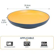 8inch Porcelain Dessert Set Microwave And Dishwasher  Lightweight For Pizza Pasta Bread Snacks Salad Yellow