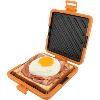 Microwave Toastie Maker Microwave Sandwich Maker With Adjustable Silicone Straps No Electricity Dishwasher  Fast Cooking Time Saving Cordless Orange