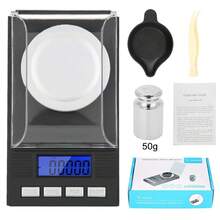 Semme Escala Digital De JoyeríA En Miligramo, Pantalla Digital Led Mini PortáTil De Alta PrecisióN 0.001G Escala De JoyeríA De Bolsillo con Pesas De CalibracióN Pinzas Y Bandejas De Pesaje(100g) - 100 gramos - Ver 9