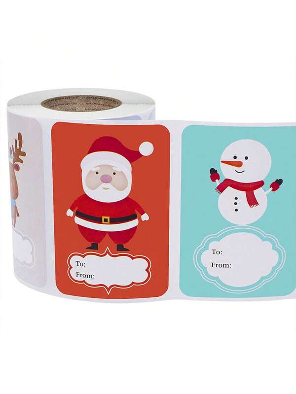 250 folhas/rolo de adesivos retangulares "Feliz Natal", etiquetas para selar presentes de Natal, decorações de Natal, etiquetas autoadesivas, adesivos de Natal