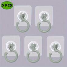 5pcs Rotatable Adhesive Ceiling Hooks - No Drilling, Easy To Install, For Hanging Plants, Lanterns And Wind Chimes - Multipurpose Sticky Hangers, White, Green, Black - Ideal Choice For Home And Garden Decor - Black - View 6