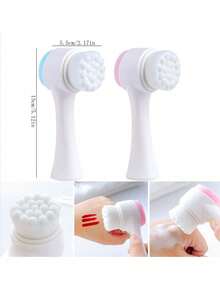 Manualna dwustronna szczoteczka oczyszczająca, miękka silikonowa szczoteczka do twarzy, głębokie oczyszczanie, delikatny peeling, delikatna skóra, ręczny płyn do demakijażu, masażer do twarzy do głębokiego oczyszczania, pielęgnacja skóry, niezbędny do oczyszczania twarzy, akcesoria do pielęgnacji skóry, prezenty dla kobiet